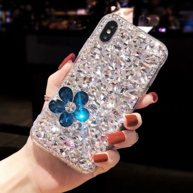 Case Phone Floral Rhinestone