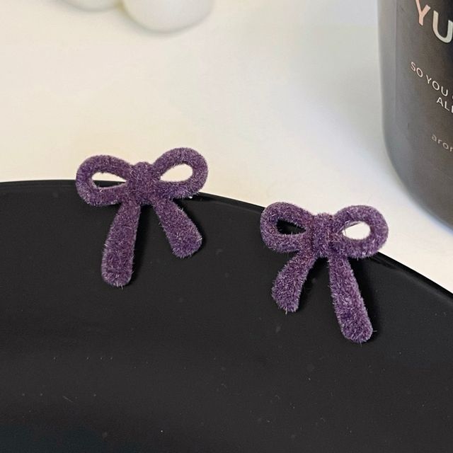 Bow Stud Flocking Earring