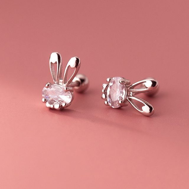 Rhinestone Rabbit Stud Earring