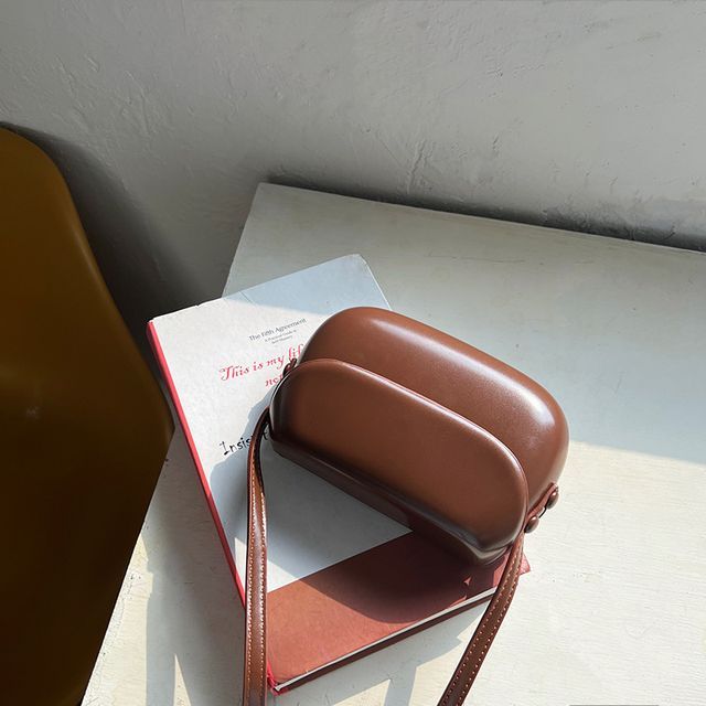 Leather Crossbody Buckled Faux Bag Flap