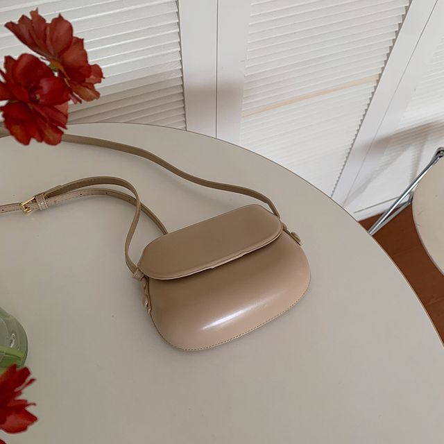 Leather Crossbody Buckled Faux Bag Flap