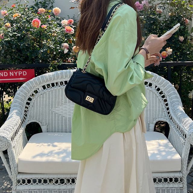 Leather Faux Flap Crossbody Bag