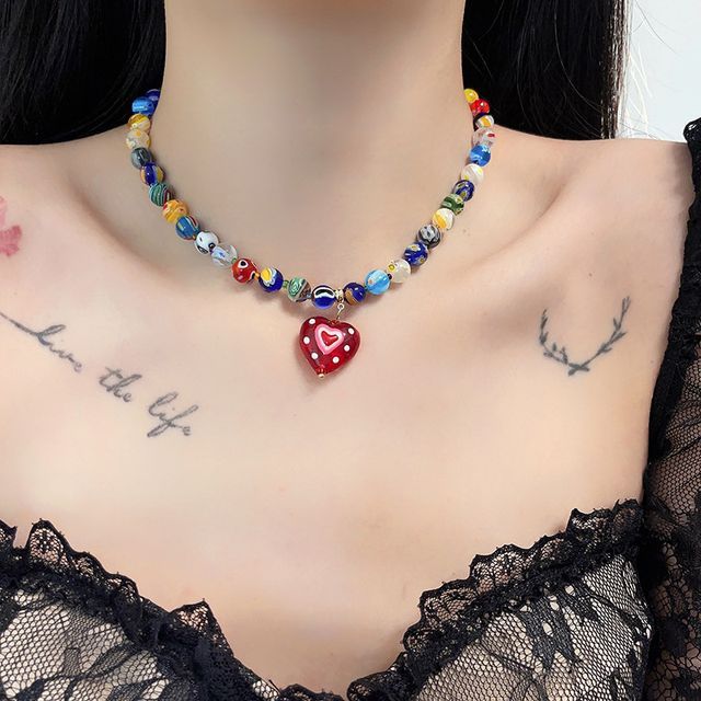 / Print Necklace Pendant Earring Glass