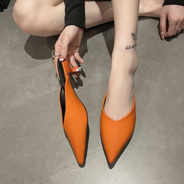 Low Heel Pointy Mules