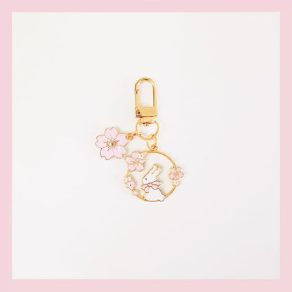 Rabbit / Floral Keyring