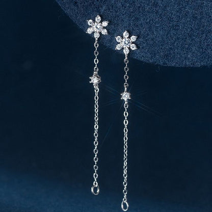 Floral Rhinestone Sterling Silver Dangle Earring MK19962