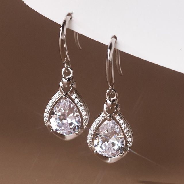 Rhinestone Sterling Silver Drop Earring