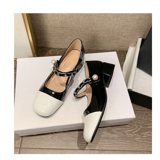 Jane Heel Two-Tone Block Pumps Mary