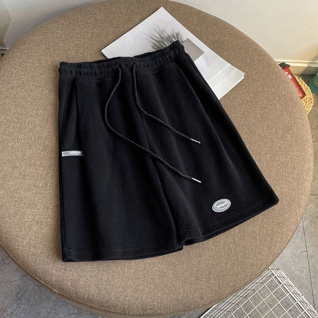 Lettering Waist Drawstring Shorts