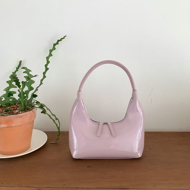 Bag Shoulder Leather Plain Zip Faux