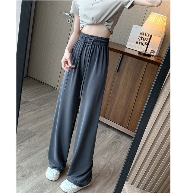 High Waist Plain Wide Leg Sweatpants