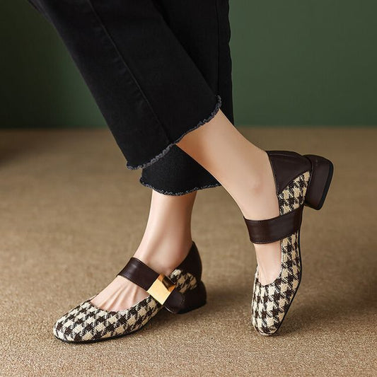 Houndstooth  Mary Jane Shoes