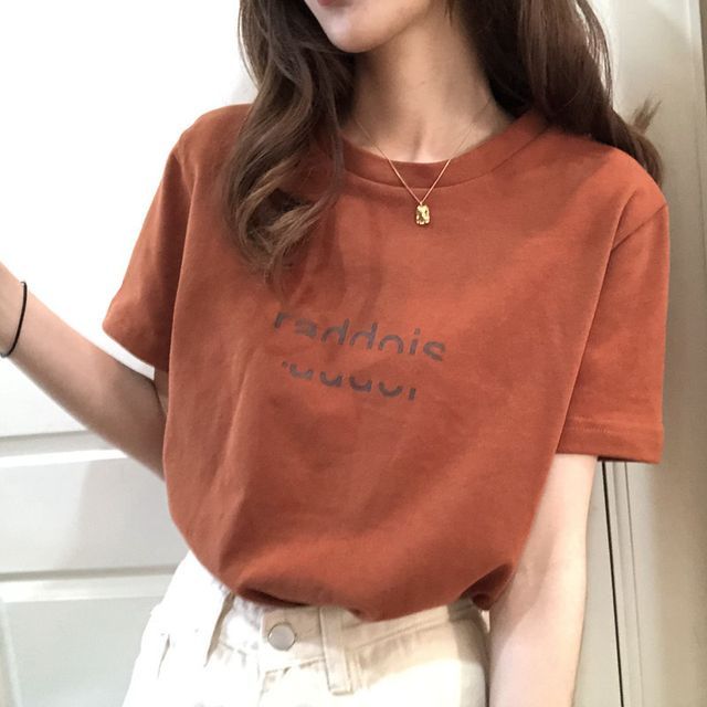 Crew Neck Short-Sleeve T-Shirt Lettering