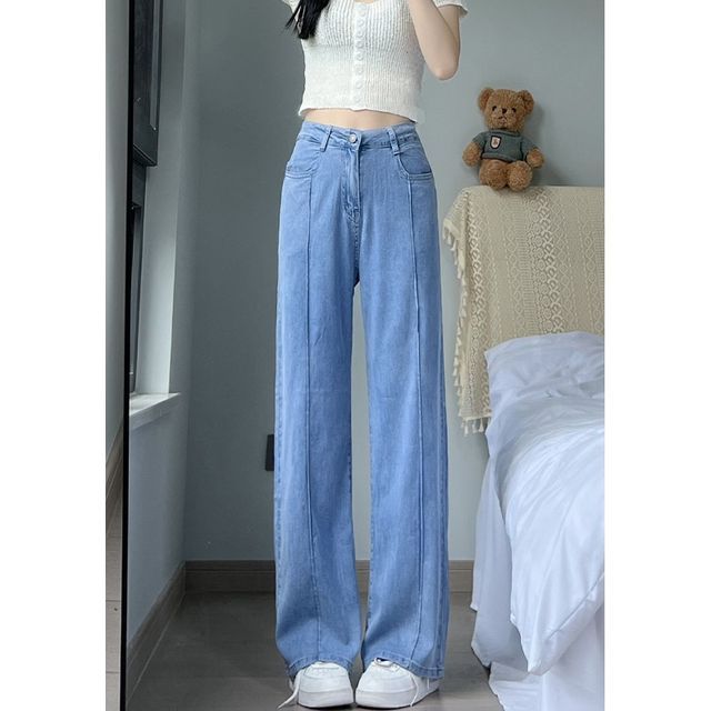 High Waist Washed Wide Leg Jeans