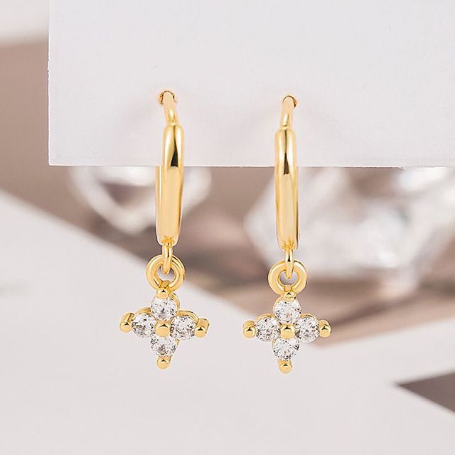 Floral Rhinestone Alloy Dangle Earring