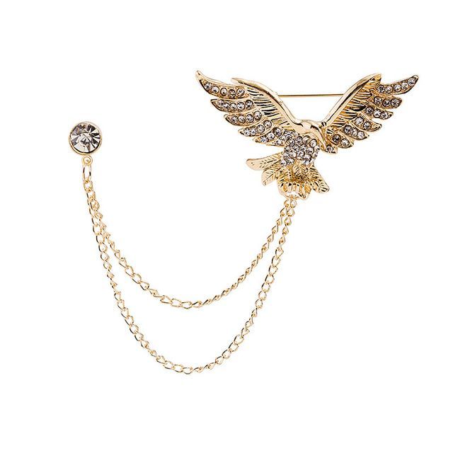 Rhinestone Chained Alloy Brooch