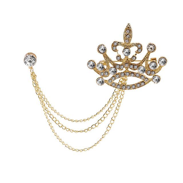 Rhinestone Chained Alloy Brooch