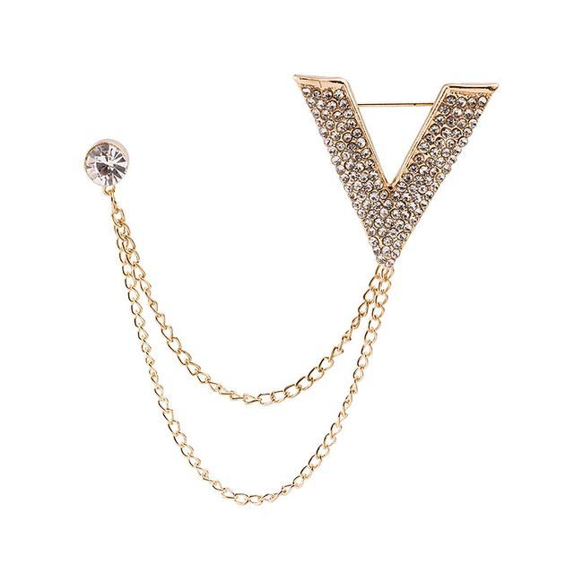 Rhinestone Chained Alloy Brooch