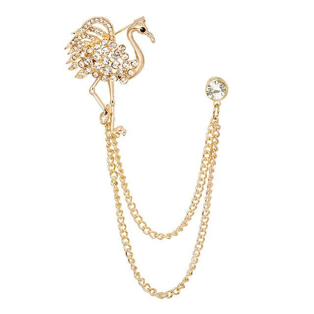 Rhinestone Chained Alloy Brooch