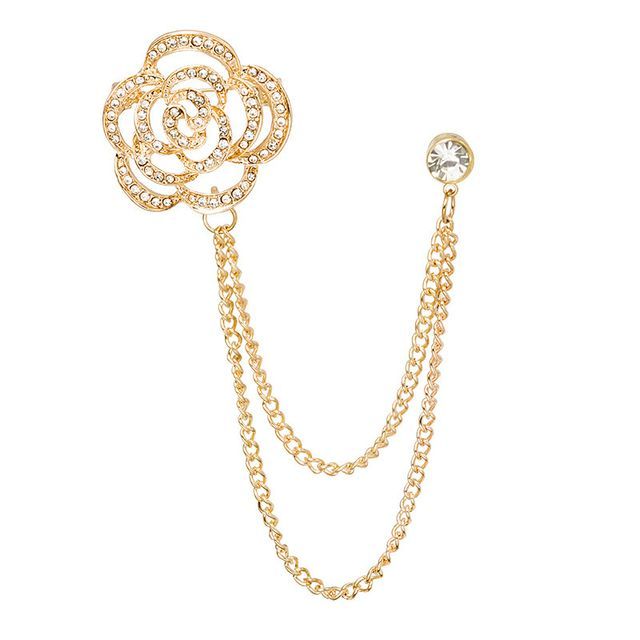 Rhinestone Chained Alloy Brooch