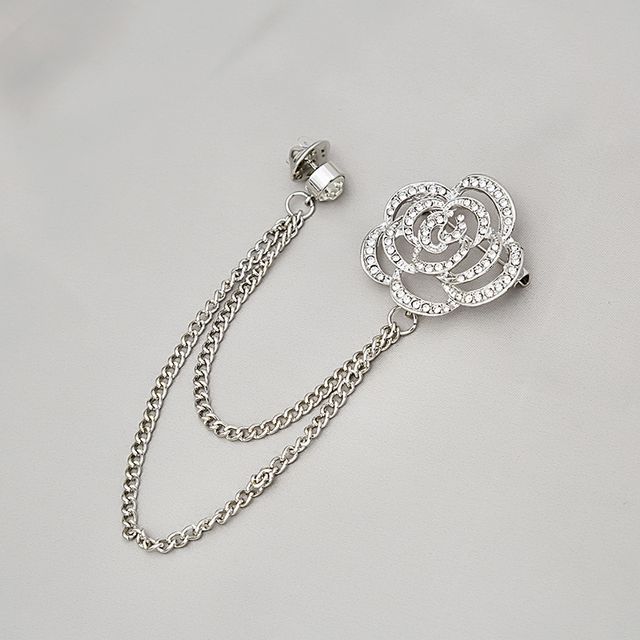 Rhinestone Chained Alloy Brooch