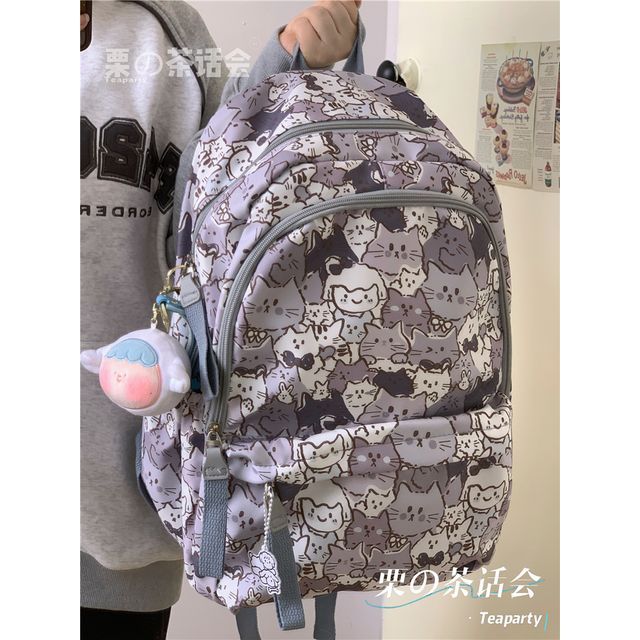 Cat Print Backpack / Bag Charm / Pin / Set