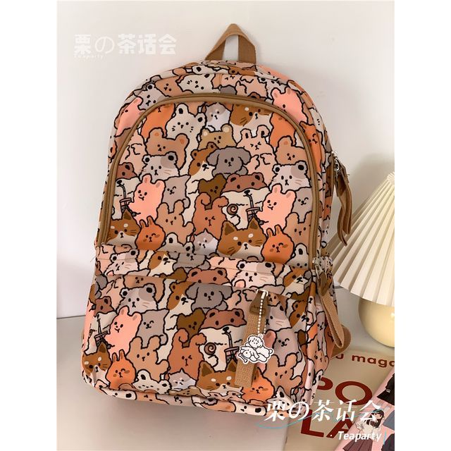 Cat Print Backpack / Bag Charm / Pin / Set