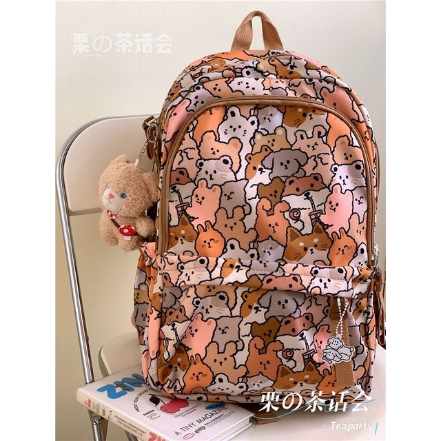 Cat Print Backpack / Bag Charm / Pin / Set