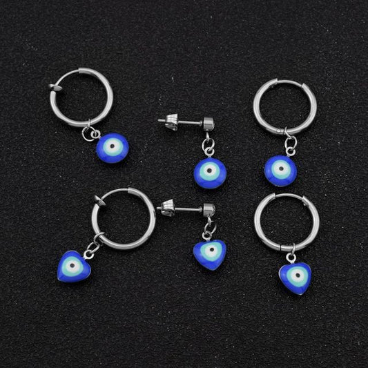 Evil Eye Stainless Steel Dangle Earring (various designs)