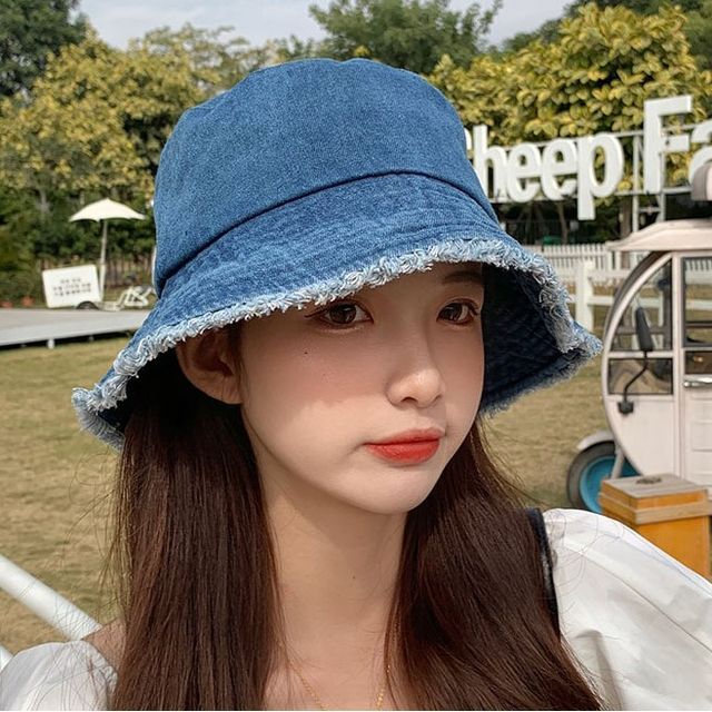 Fray Denim Bucket Hat