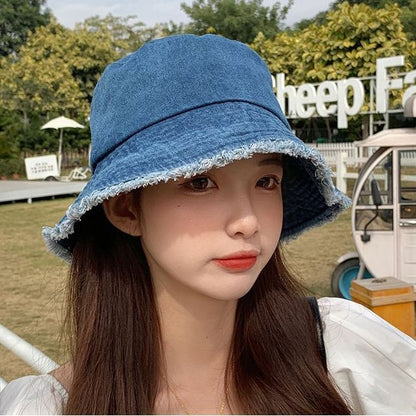 Fray Denim Bucket Hat