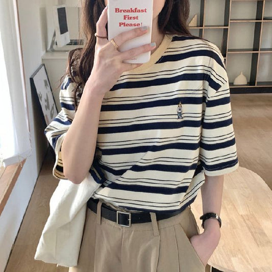 Short-Sleeve Neck T-Shirt Striped Crew