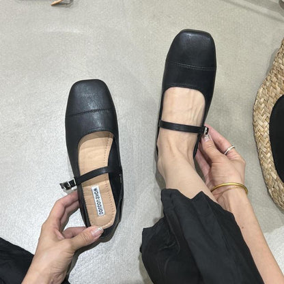 Square Toe Plain Mary Jane Shoes