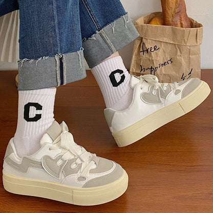 Paneled Platform Sneakers