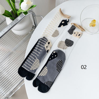 Patterned Mesh Tabi Short Socks