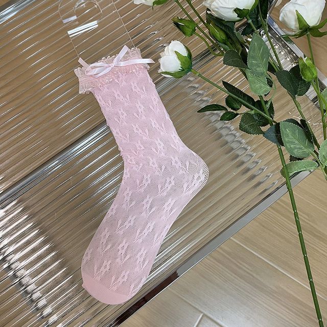 Bow Floral Lace Socks