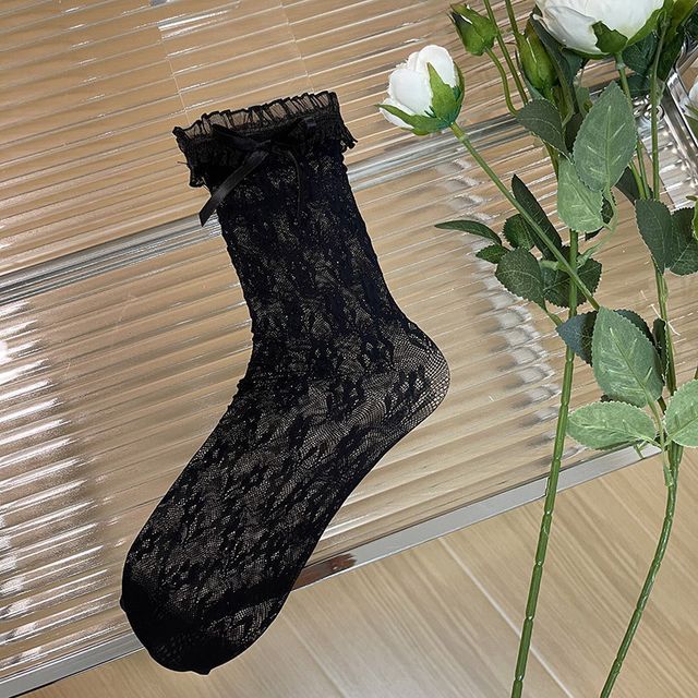 Bow Floral Lace Socks