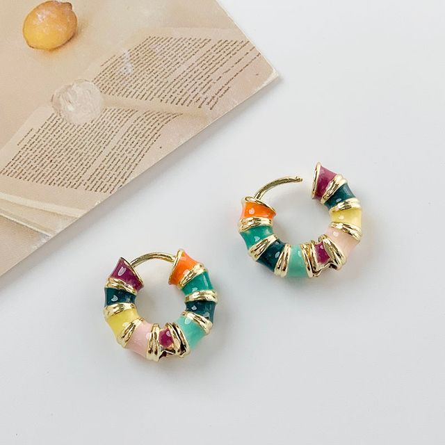 Alloy (various / Open designs) Hoop Glaze Earring