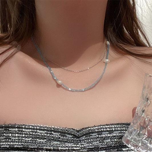 Faux Alloy Choker Pearl Layered