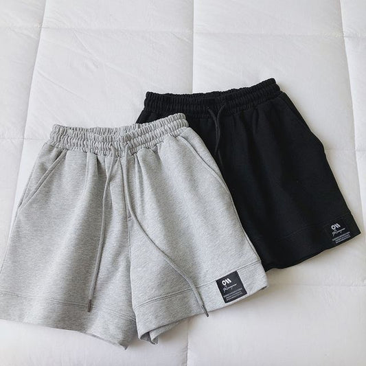 Shorts High Applique Label Plain Waist