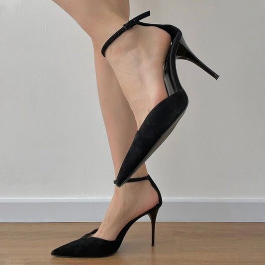 Pointed Plain High-Heel D'Orsay Pumps