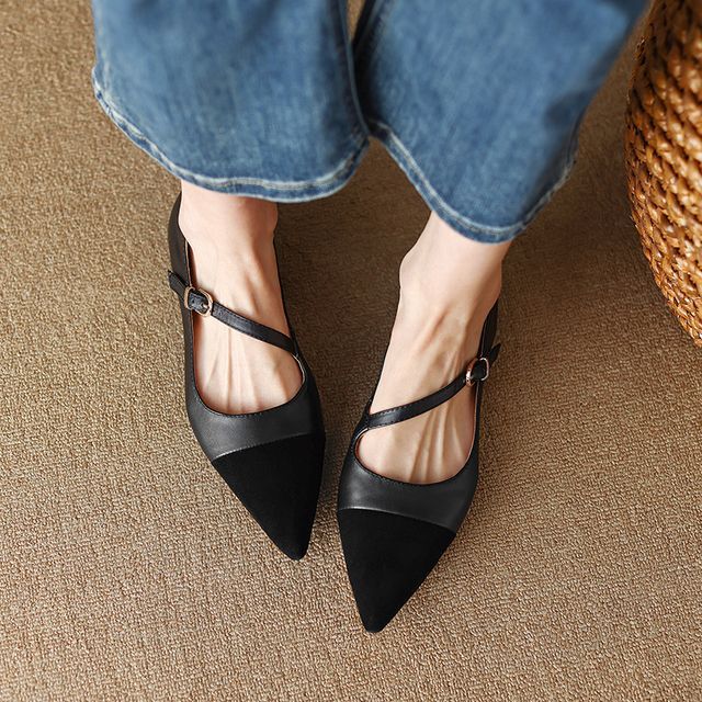 Strap Pointed Flats Buckled