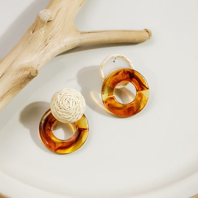 Resin Round Woven Earring