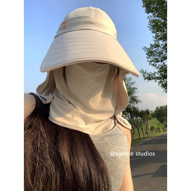Lettering Sun Cover Face Hat with Protection