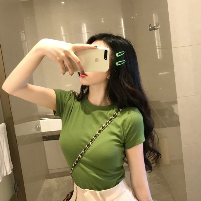 Tee Short-Sleeve Neck Round Plain