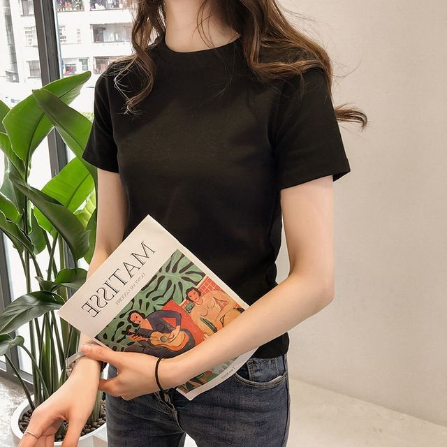 Tee Short-Sleeve Neck Round Plain