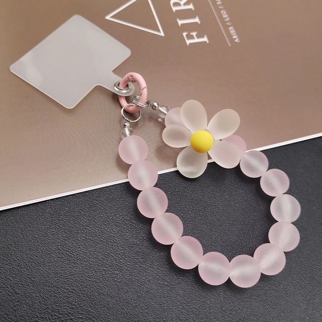 Floral Bead Phone Strap with Lanyard Pad