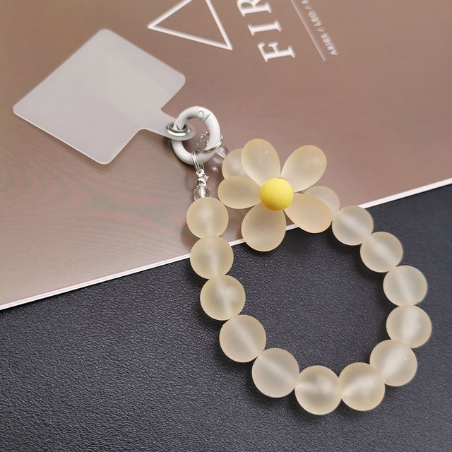 Floral Bead Phone Strap with Lanyard Pad