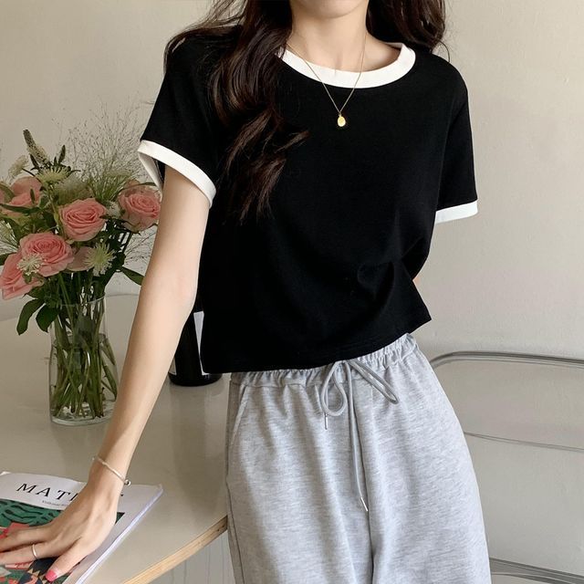 Ringer Short-Sleeve T-Shirt Neck Round