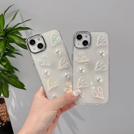 Pearl Heart Phone Faux Case